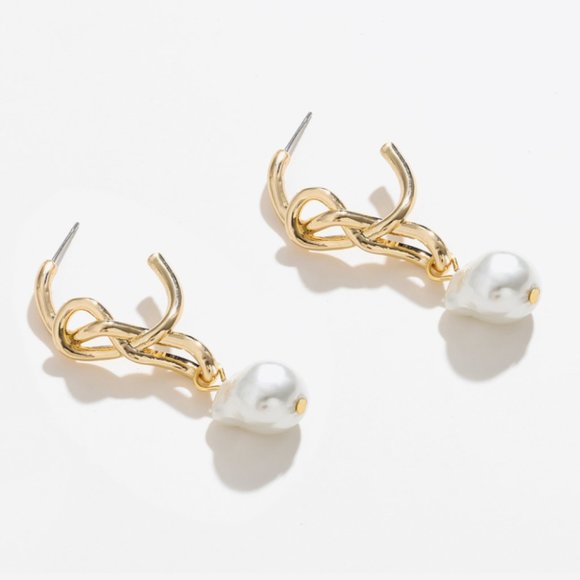 18K Gold Plated Pearl Drop Earrings For Women - Picture 3 of 4